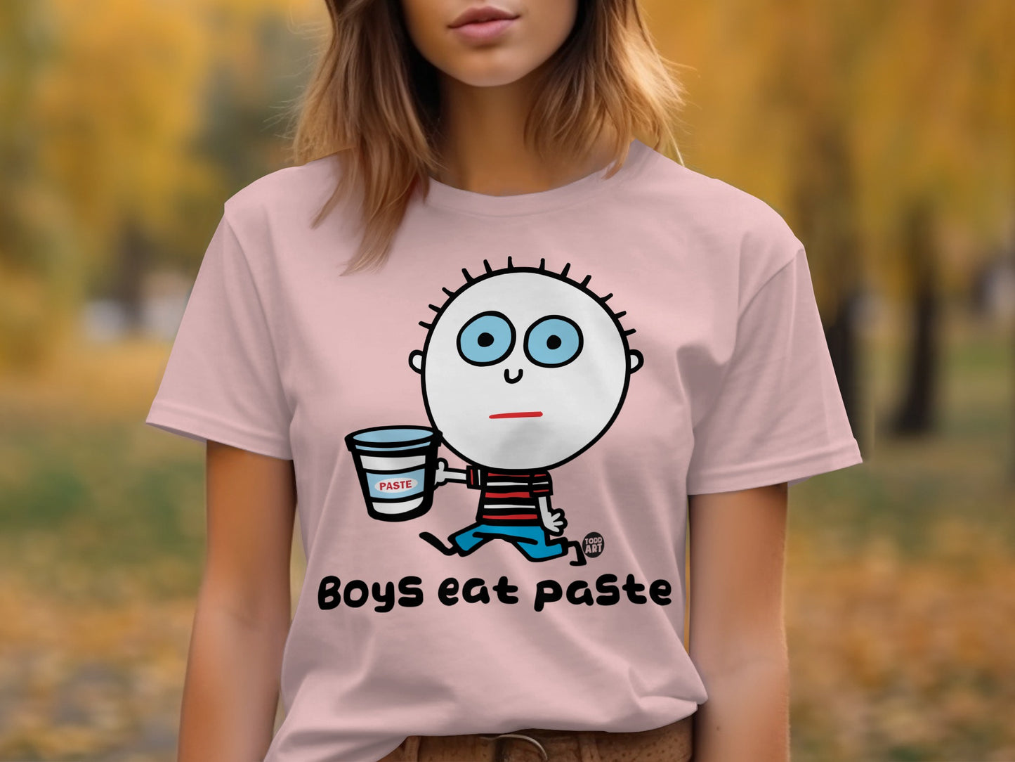Boys Eat Paste Cartoon Graphic Funny T-Shirt
