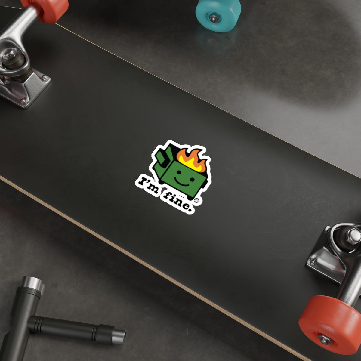 I'm Fine Fire-Head Sticker for Skateboard Collection