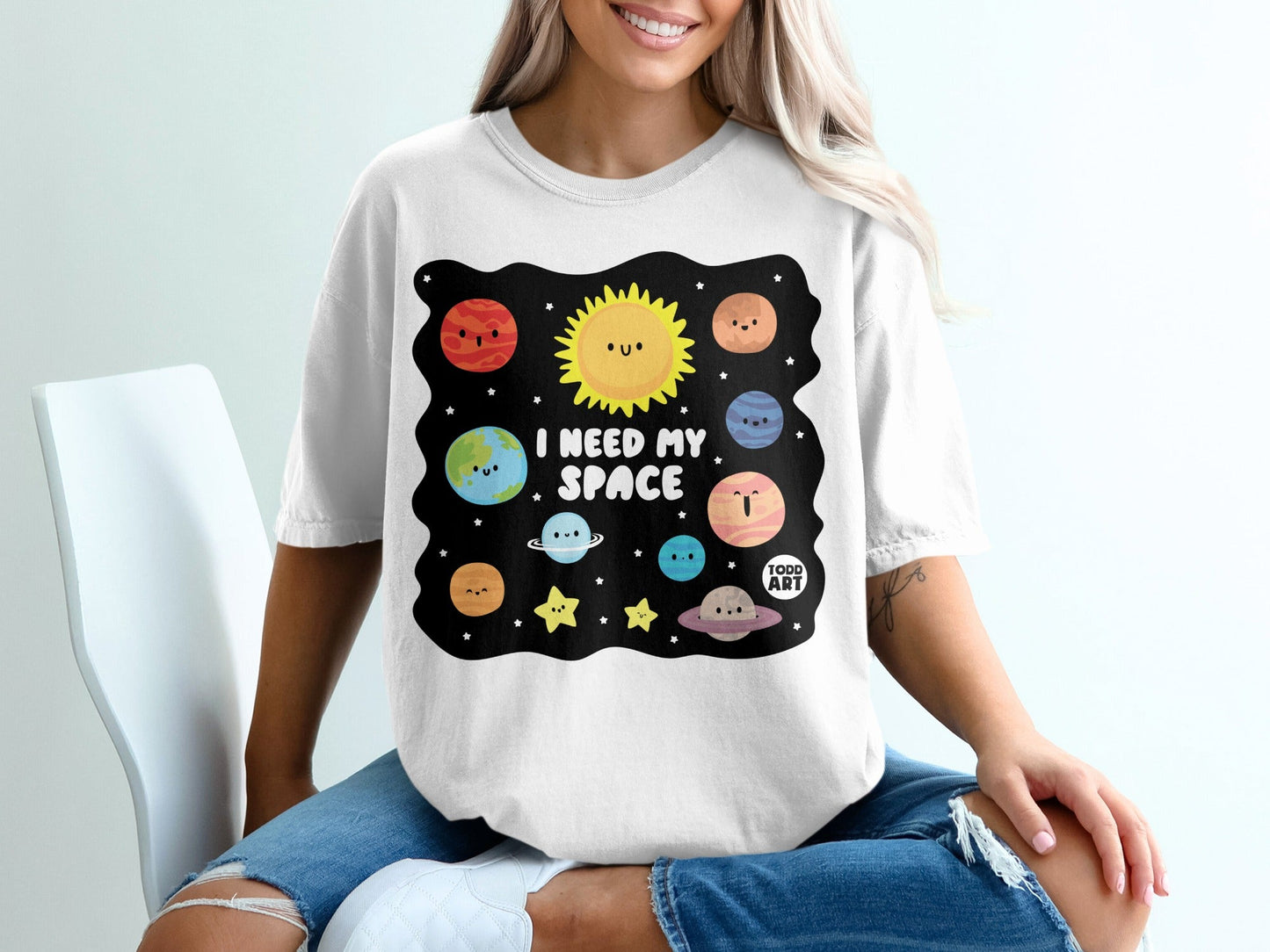 I Need My Space Colorful Planets Graphic T-Shirt