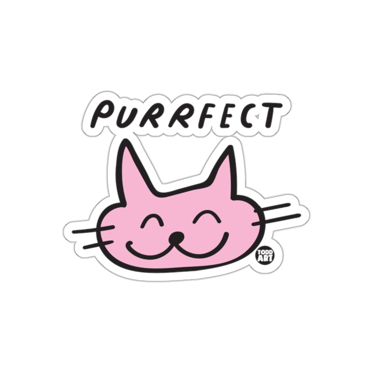 Cute Pink Smiling Cat with PURRFECT Text Sticker