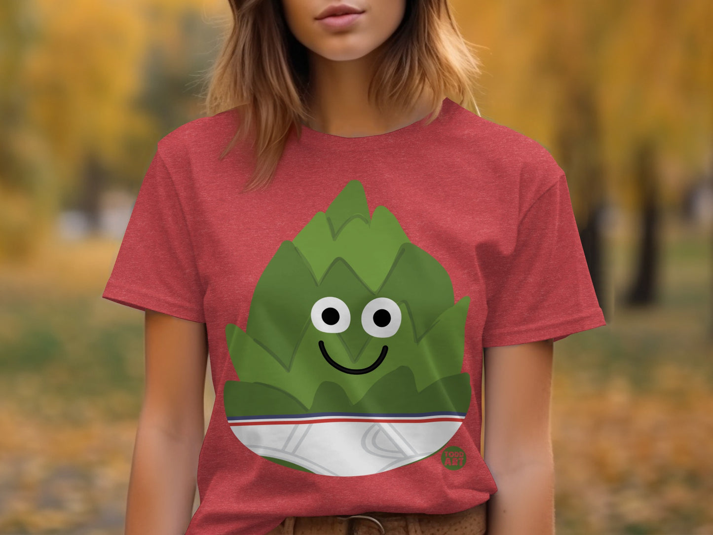 Adorable Smiling Leaf Face Graphic Tee for Fun Style