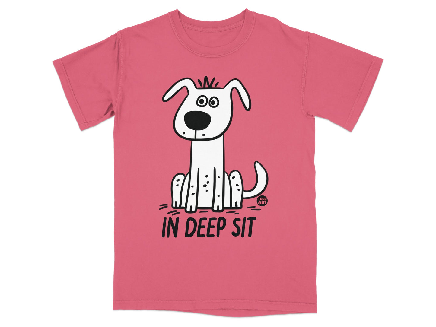 In Deep Sit Cute Cartoon Dog Graphic T-Shirt