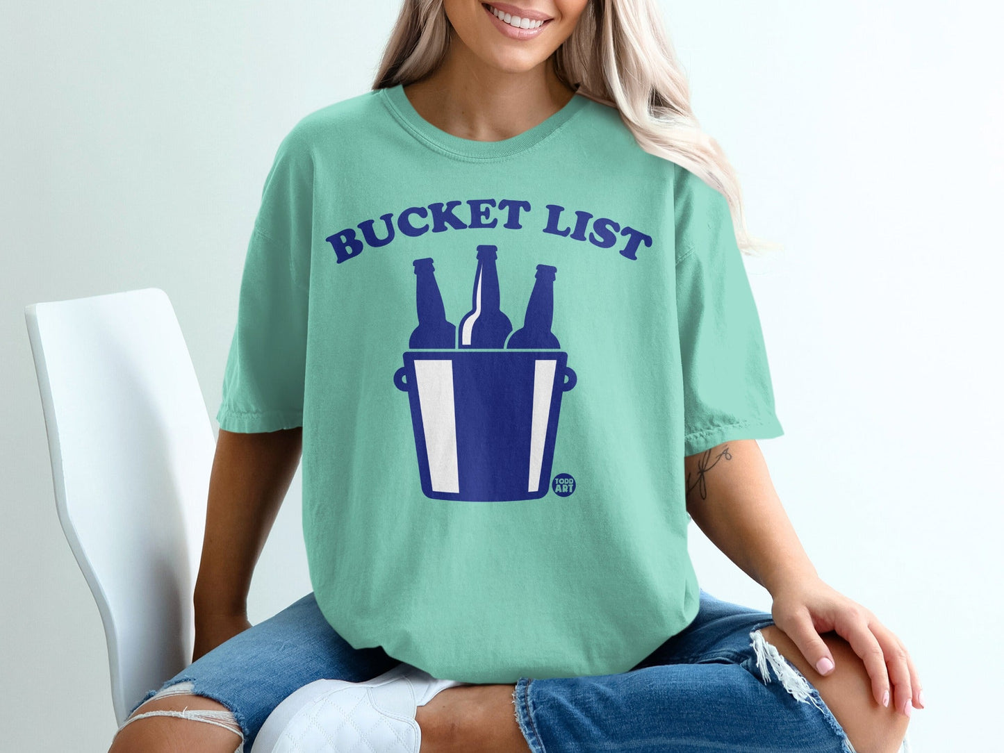 Bucket List Graphic Tee with Beer Bottle Design