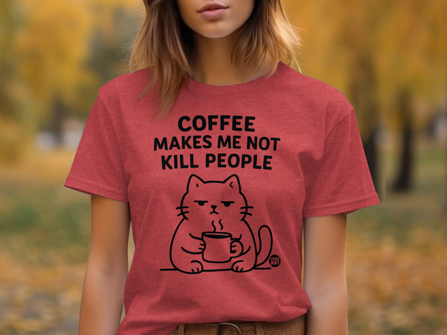 Coffee Makes Me Not Kill People Cat T-Shirt