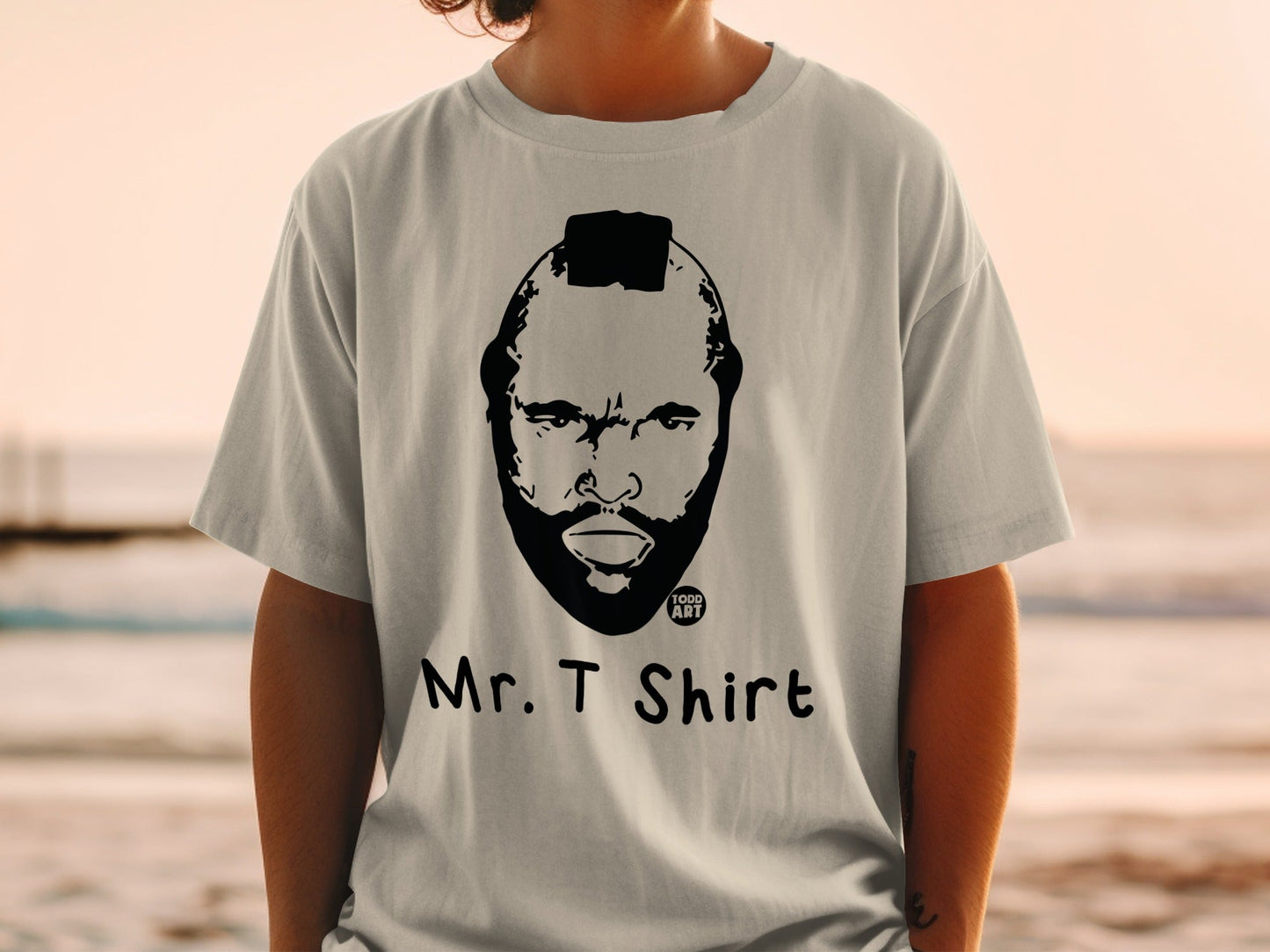 Mr. T shirt design with "Mr. T ART" text and logo.
