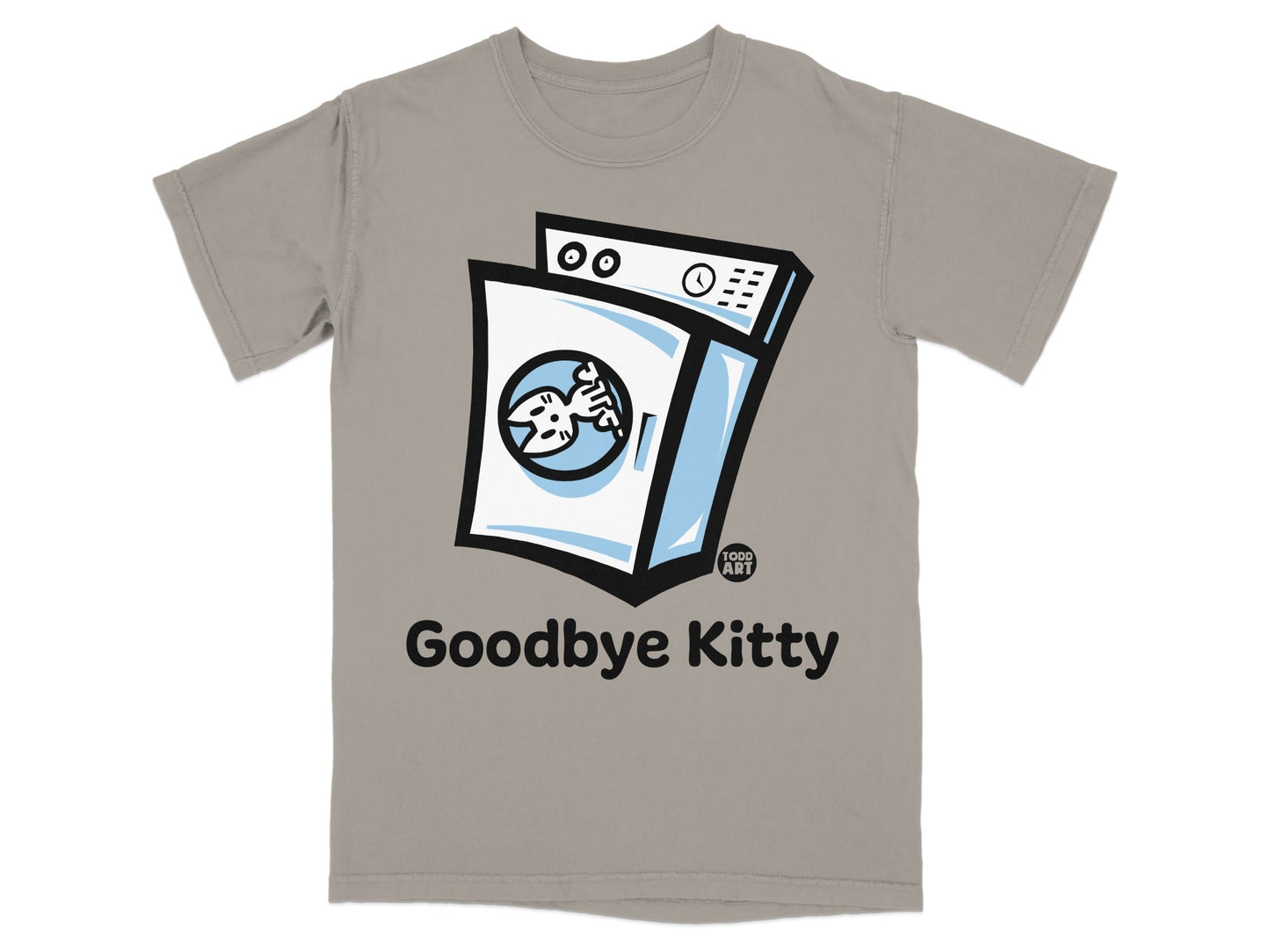 Goodbye Kitty Graphic T-Shirt with Washing Machine Design