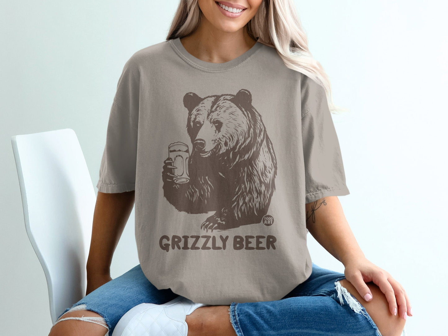 Grizzly Beer Bear Graphic Tee Shirt for Casual Wear