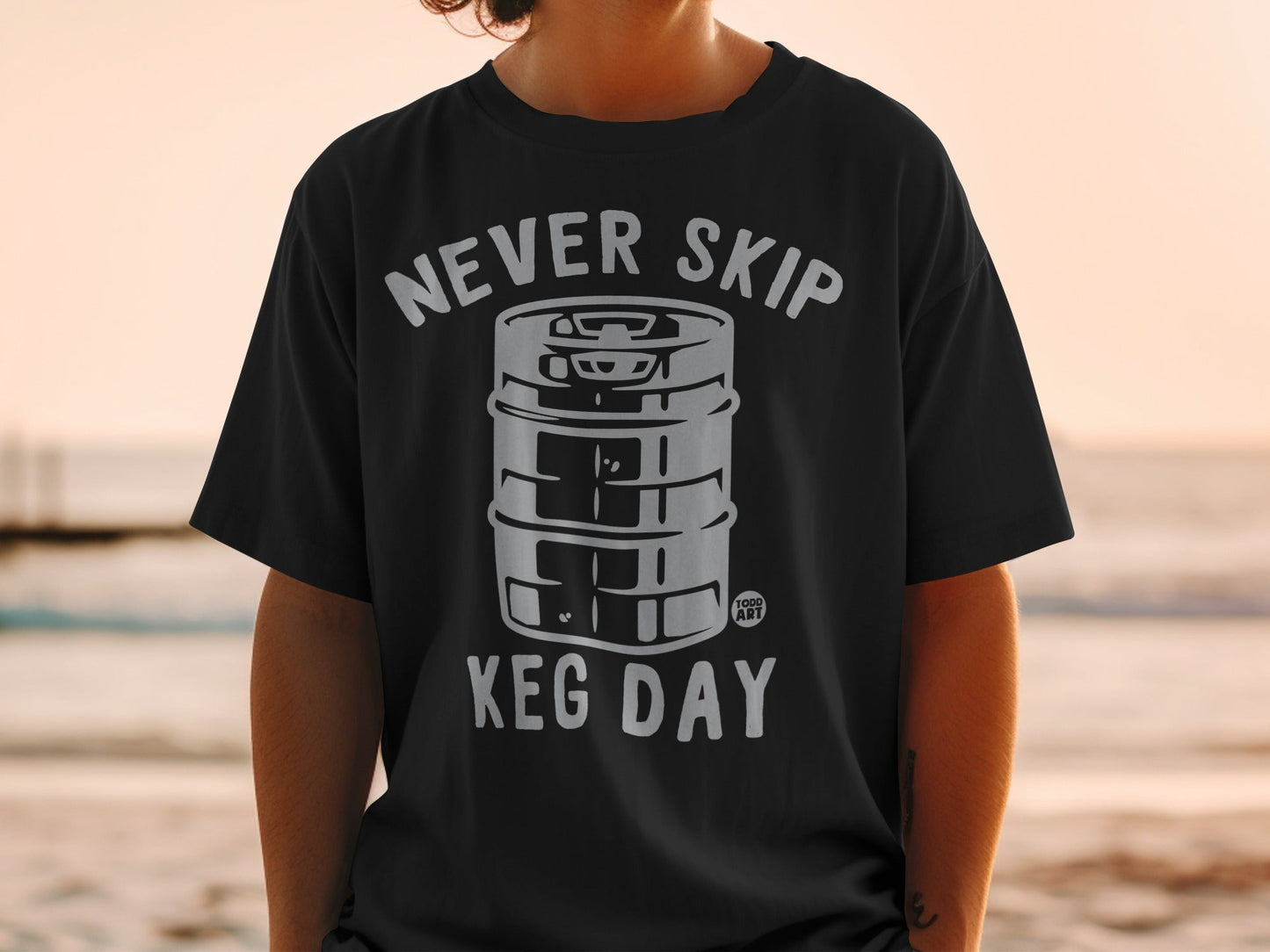 Never Skip Keg Day Graphic T-shirt for Fitness Enthusiasts