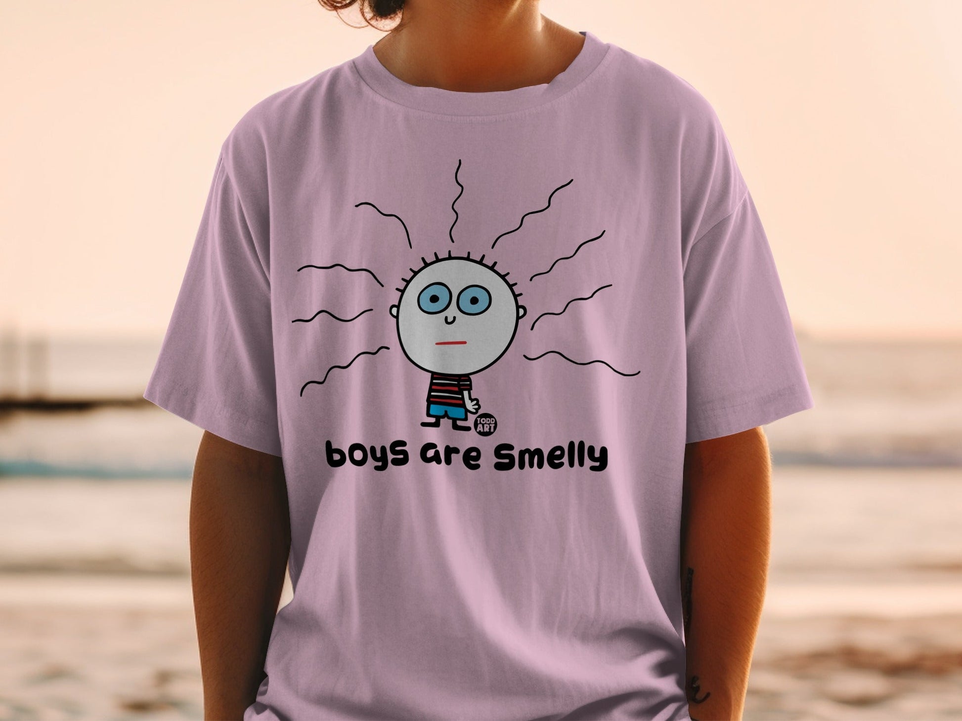 Boys Are Smelly Funny Cartoon Quote T-Shirt