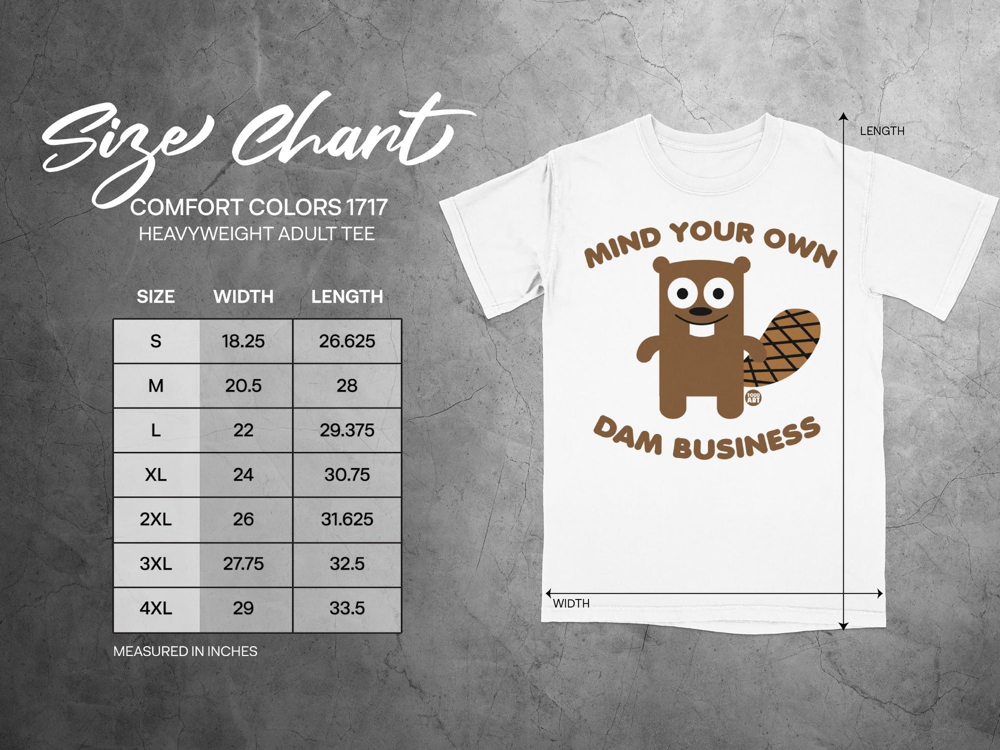 Mind Your Own Dam Business Cute Beaver Adult Tee