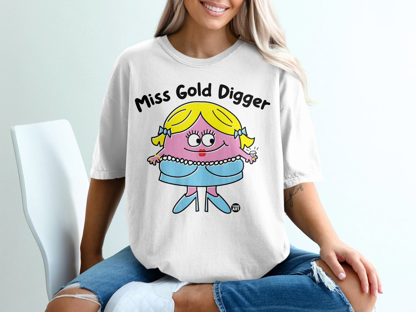 Miss Gold Digger Cartoon Character Graphic Shirt