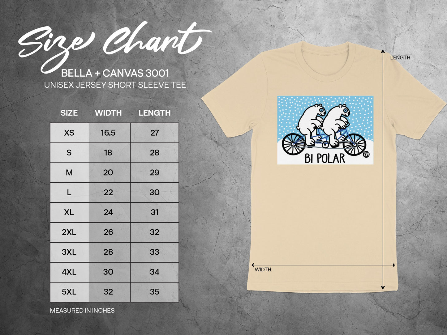 Polar Bears Biking Graphic T-Shirt Bella Canvas 3001 Tee