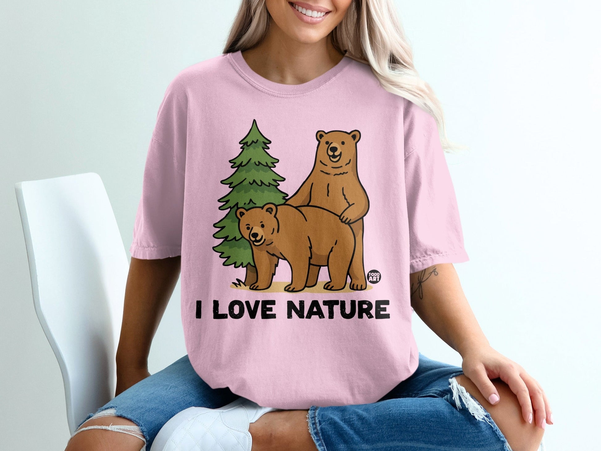 I Love Nature Bears Graphic Tee Funny Outdoor Shirt