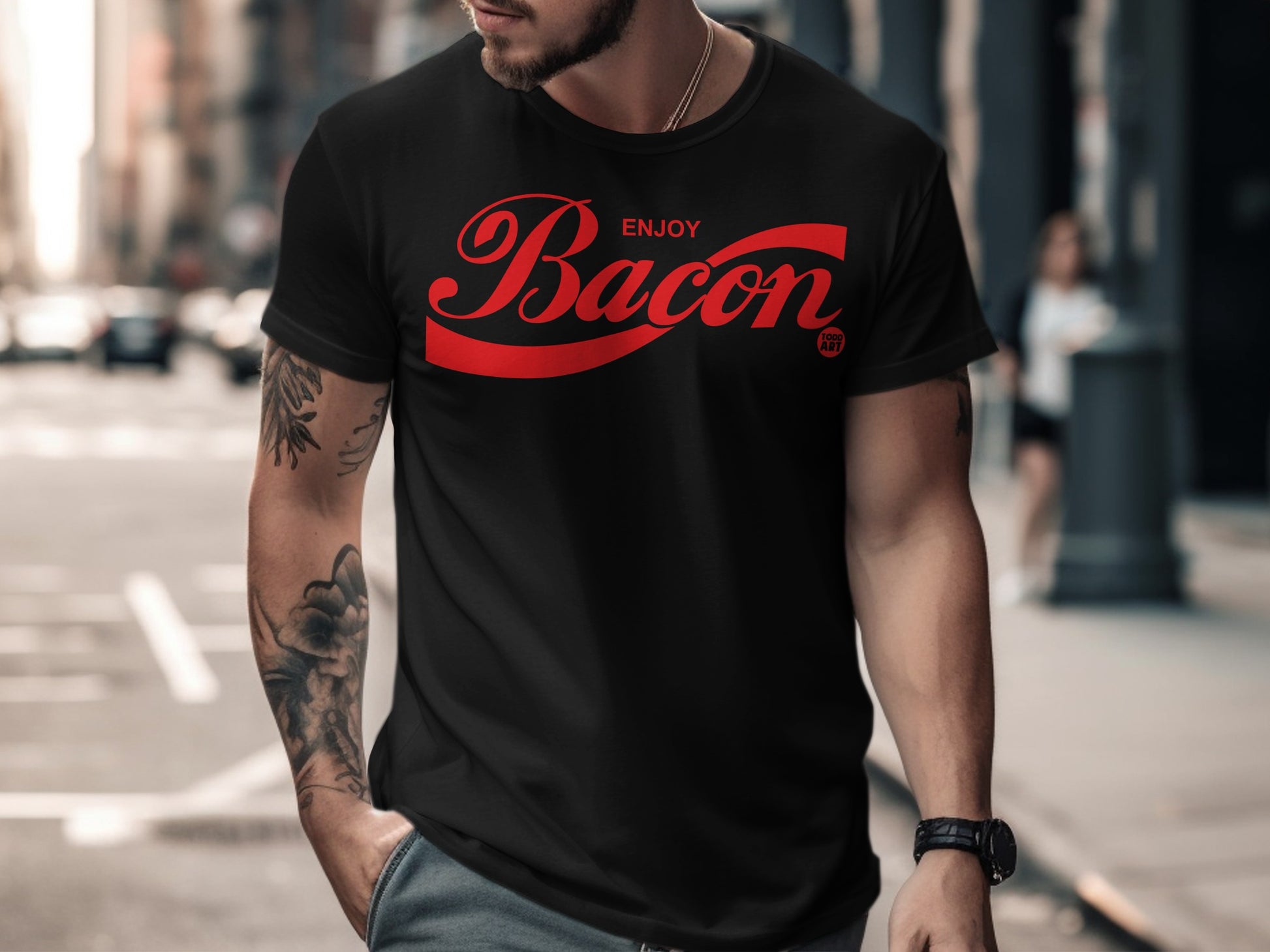 Enjoy Bacon Graphic Print Men's T-Shirt