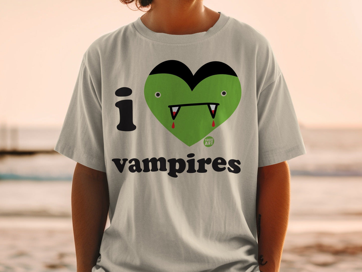 I Love Vampires Graphic Tee Shirt Todd Art Design