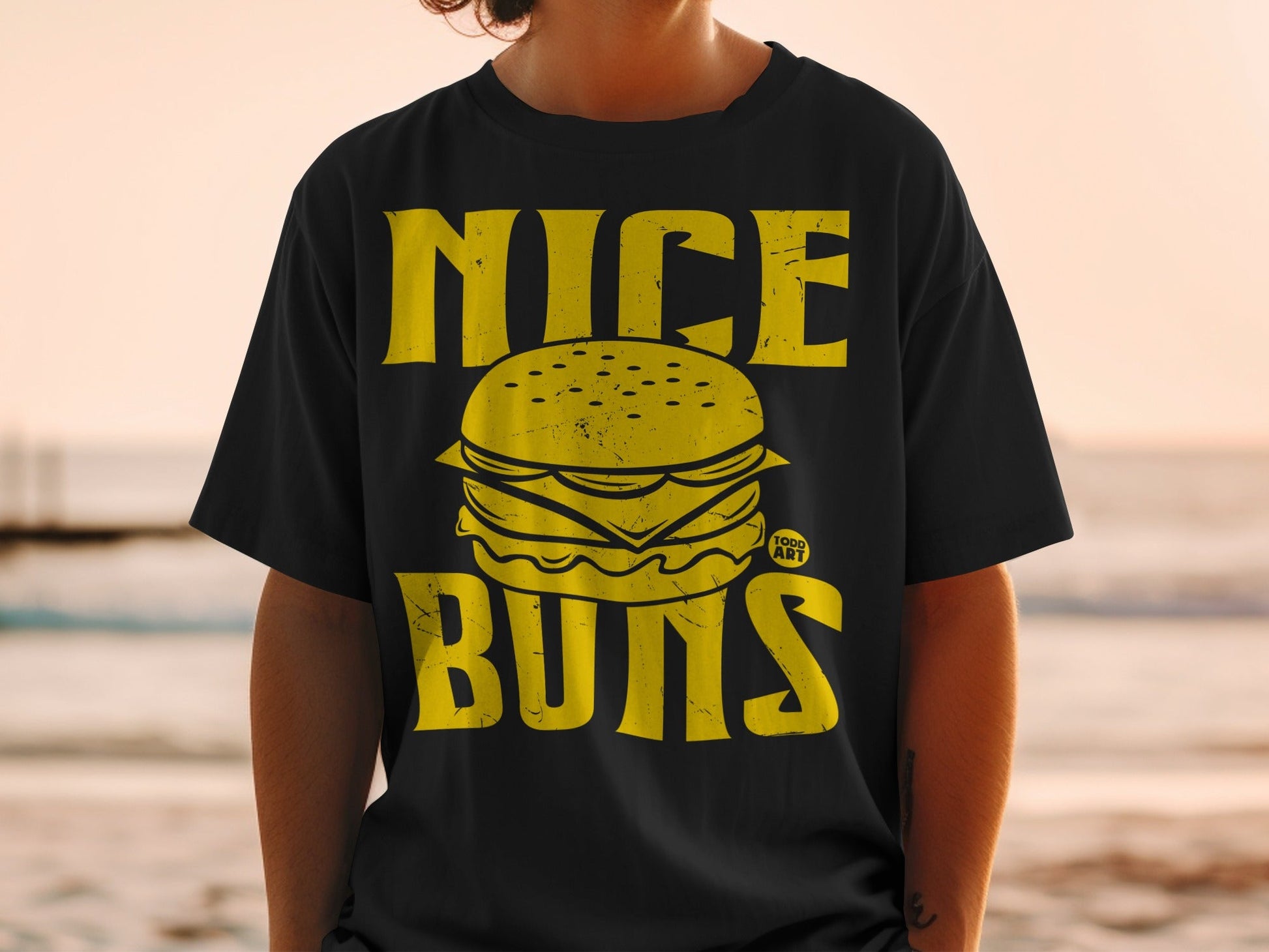Nice Buns Todd Art Burger Graphic T-shirt