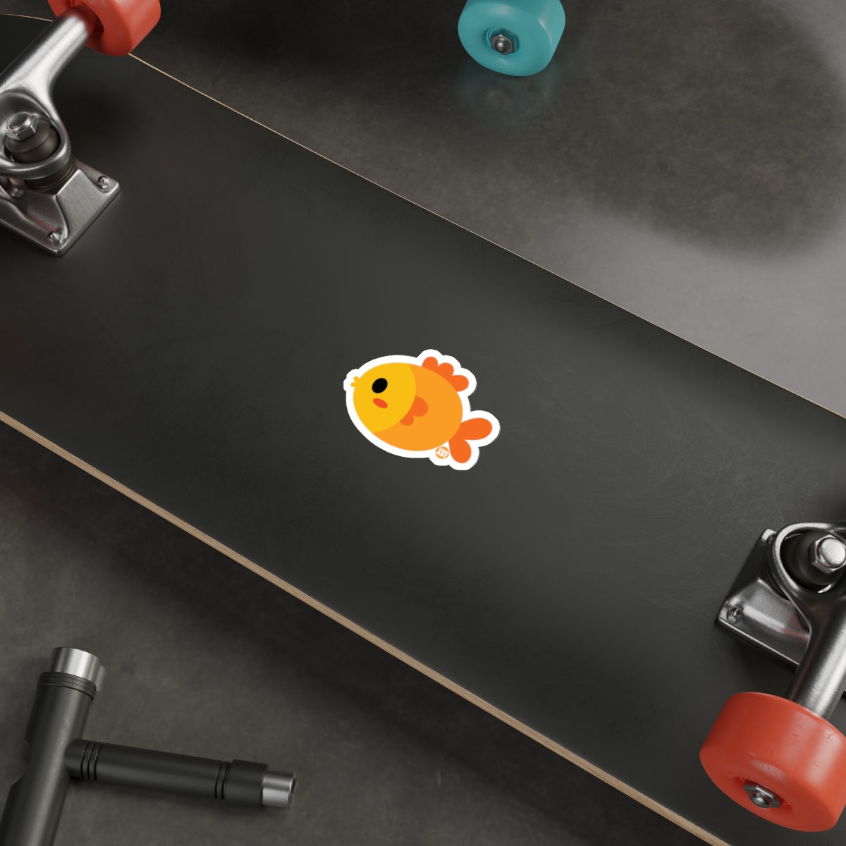 Cute Orange Fish Sticker for Skateboard Decor