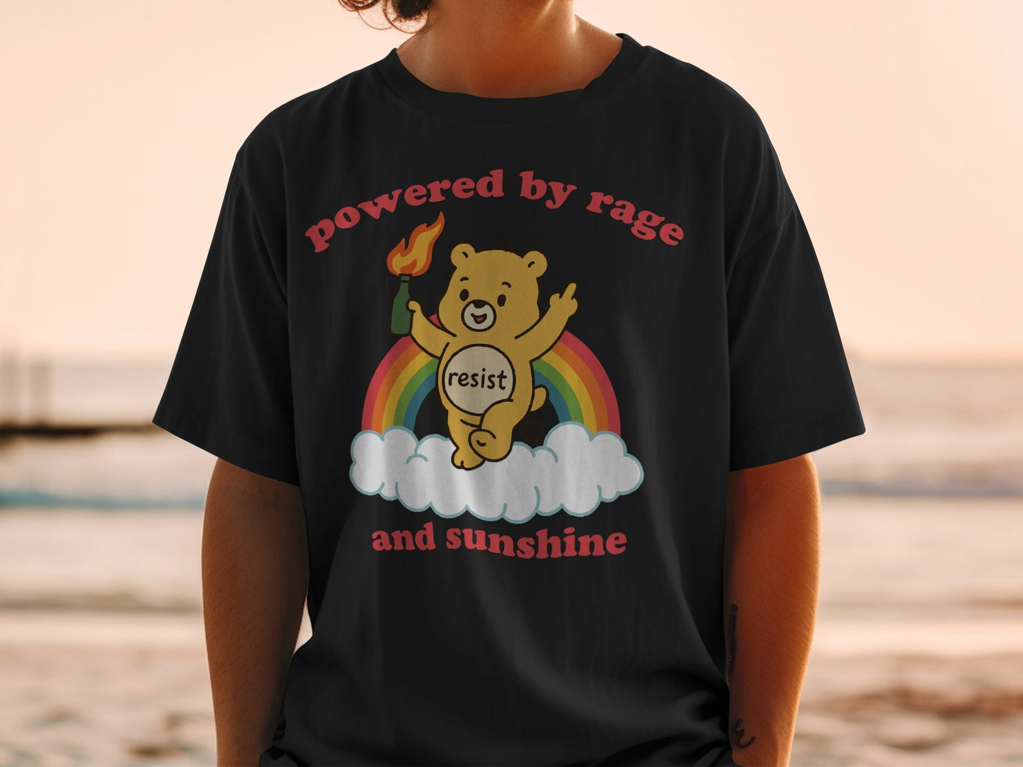 Powered by Rage and Sunshine Resist Bear T-Shirt