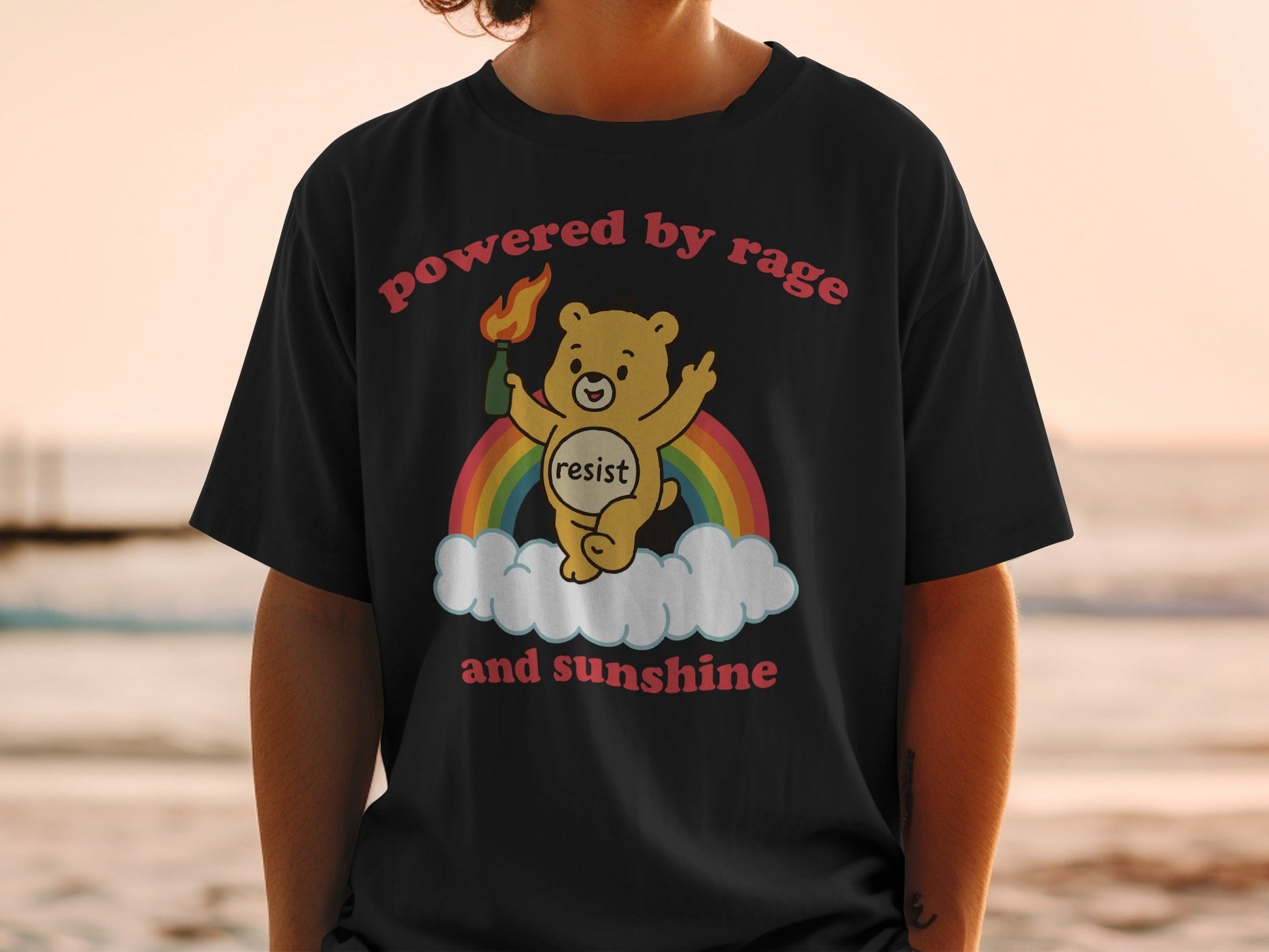 Powered by Rage and Sunshine Resist Bear T-Shirt