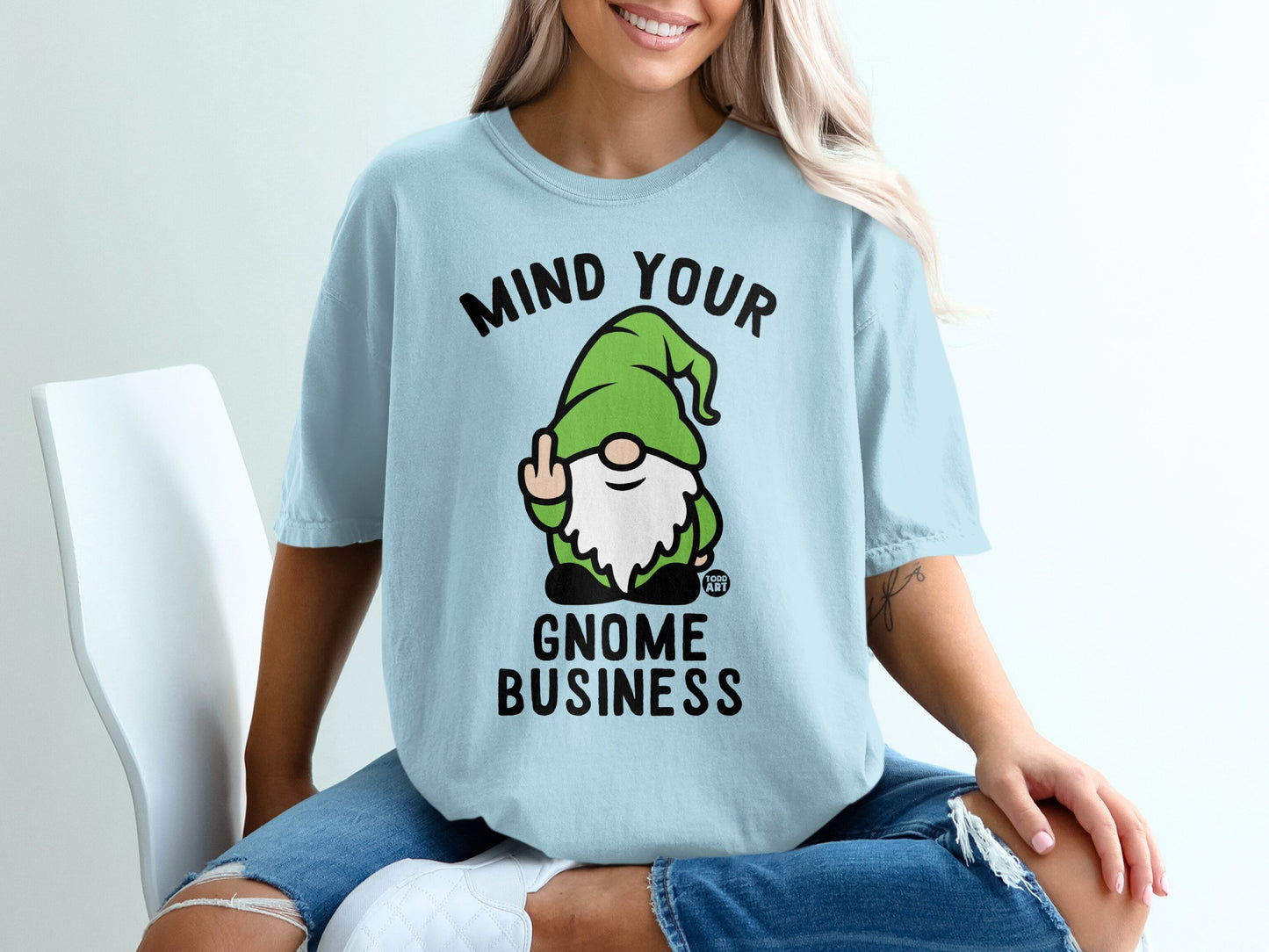 Mind Your Gnome Business Funny Middle Finger Gnome product type