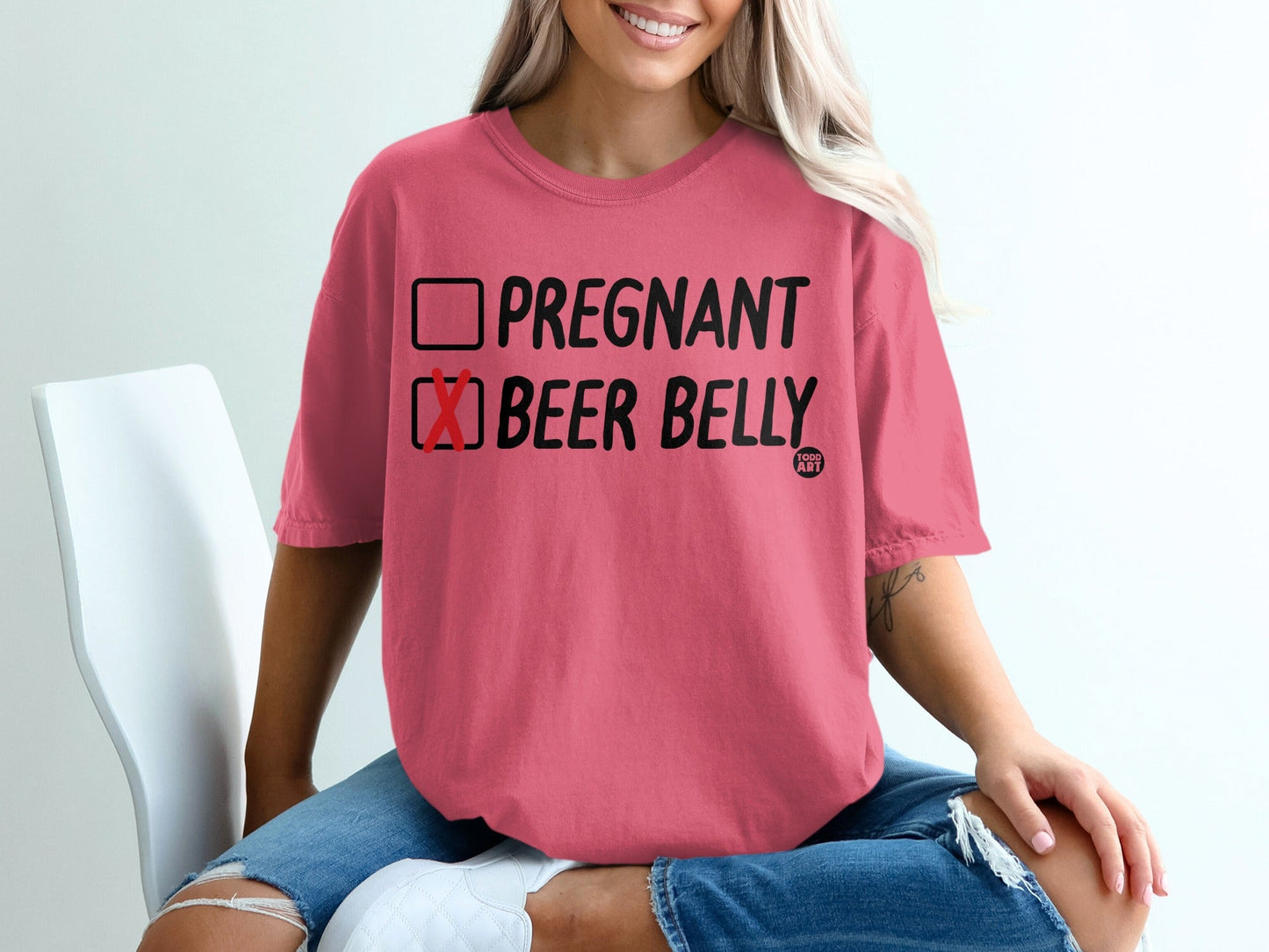 Pregnant or Beer Belly Funny Statement T-shirt