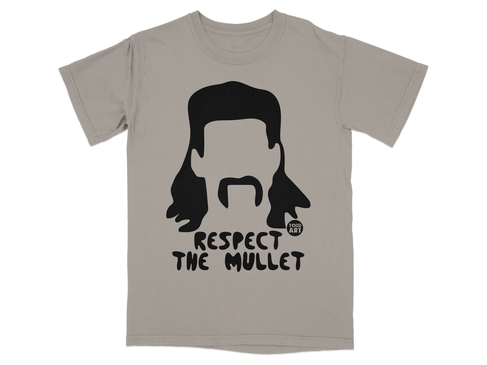 Respect The Mullet Haircut Mustache Black Graphic TShirt product type