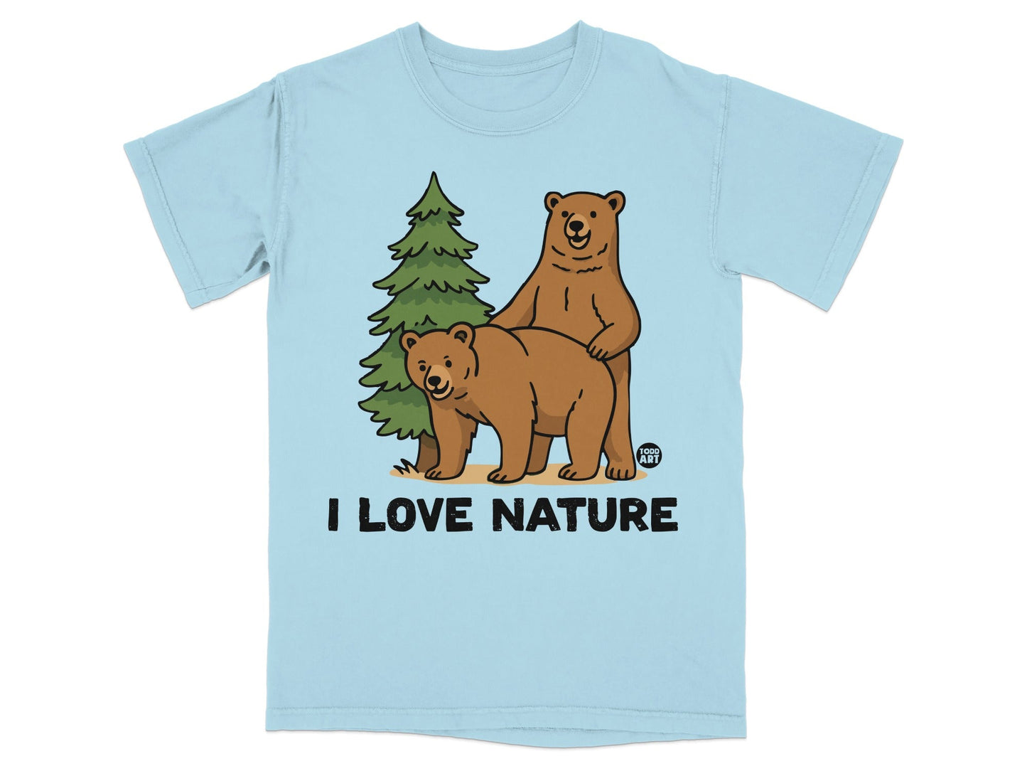 I Love Nature Bear Design Graphic T-Shirt Apparel