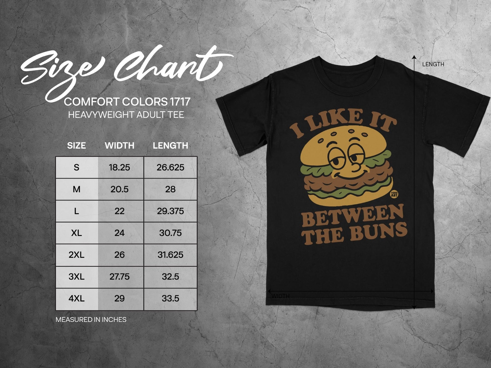 I Like It Between The Buns Funny Graphic T-Shirt