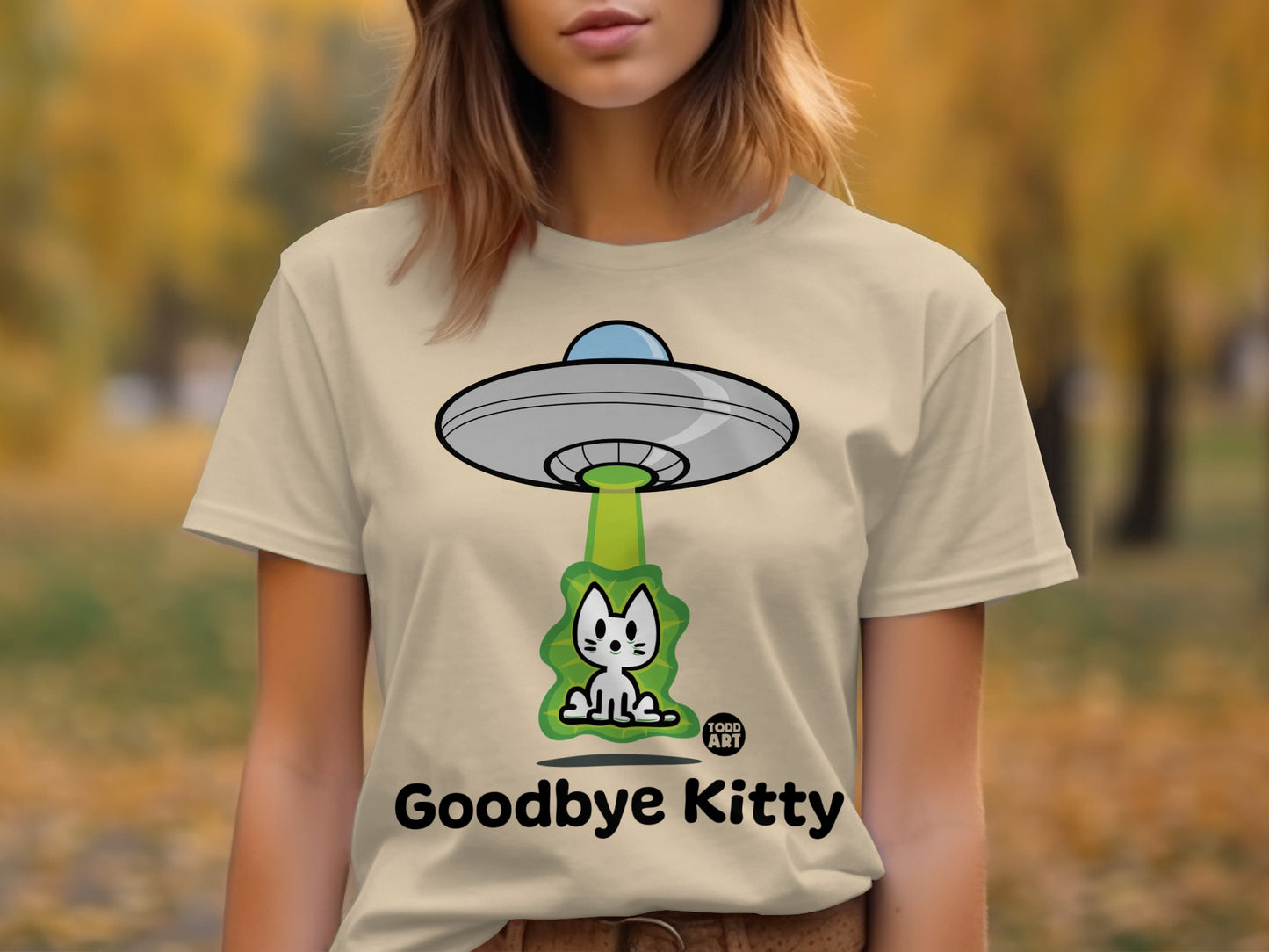 Goodbye Kitty UFO Cat Graphic Women's T-Shirt