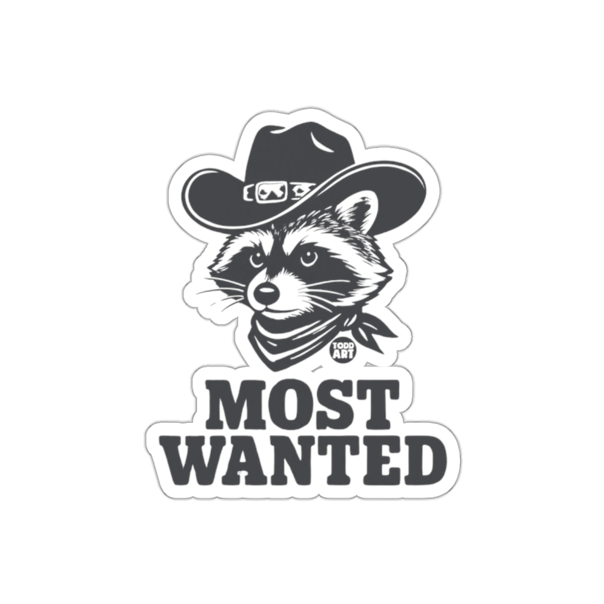 Most Wanted Bandit Raccoon Cowboy Artistic sticker