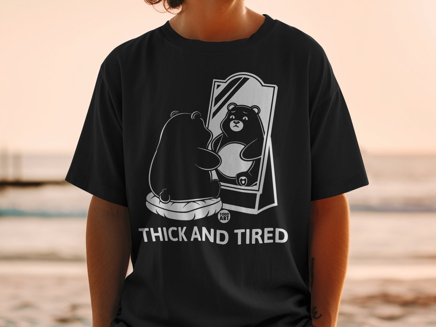Thick and Tired Bear Graphic Design T-shirt