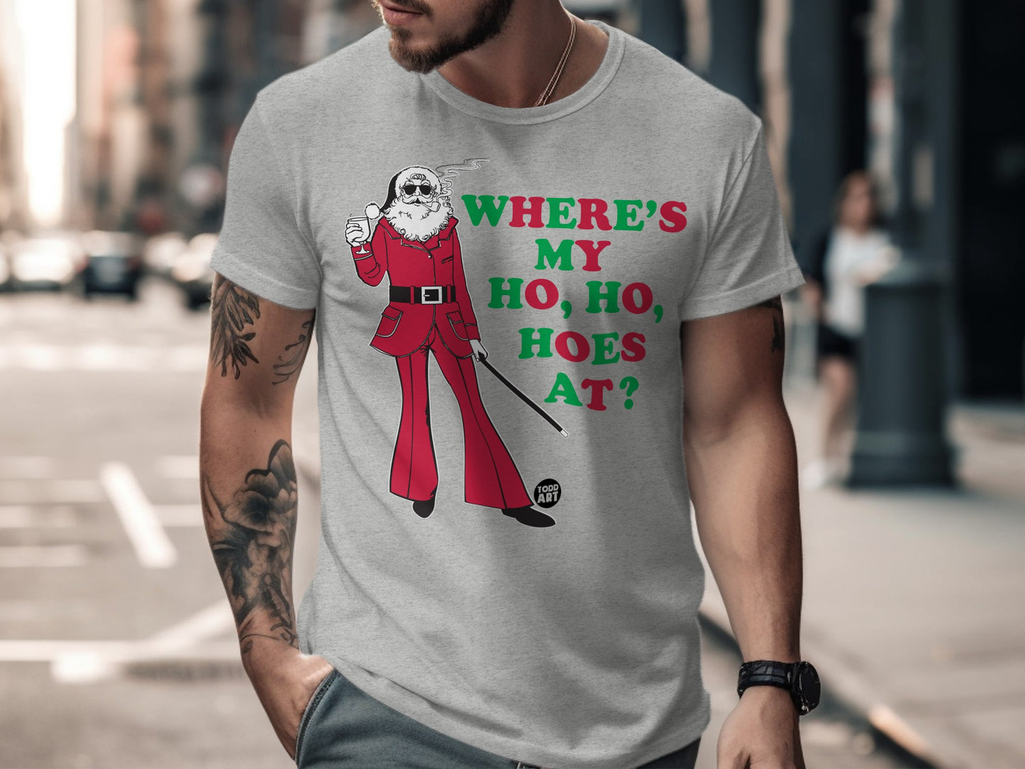 Where's My Ho Ho Hoes At Santa Graphic T-Shirt