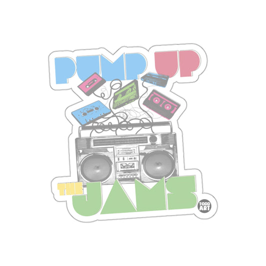 Pump Up The Jams Boombox with Cassettes Art Design sticker