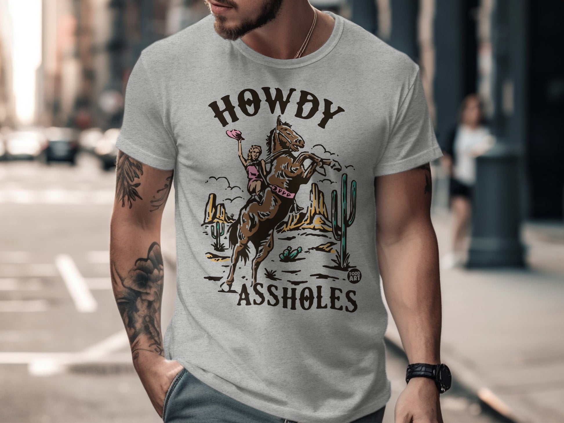 Howdy Assholes Cowboy Graphic Tee Shirt