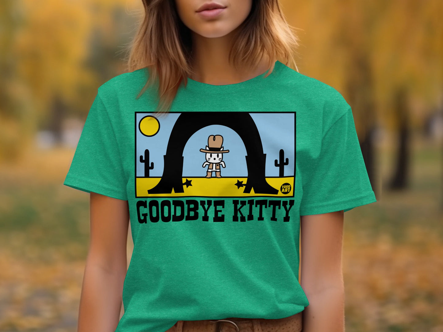 Goodbye Kitty Cowboy Graphic Tee for Casual Look