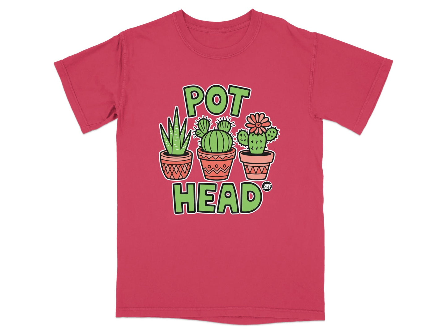 Pot Head Graphic Tee with Potted Plants Design