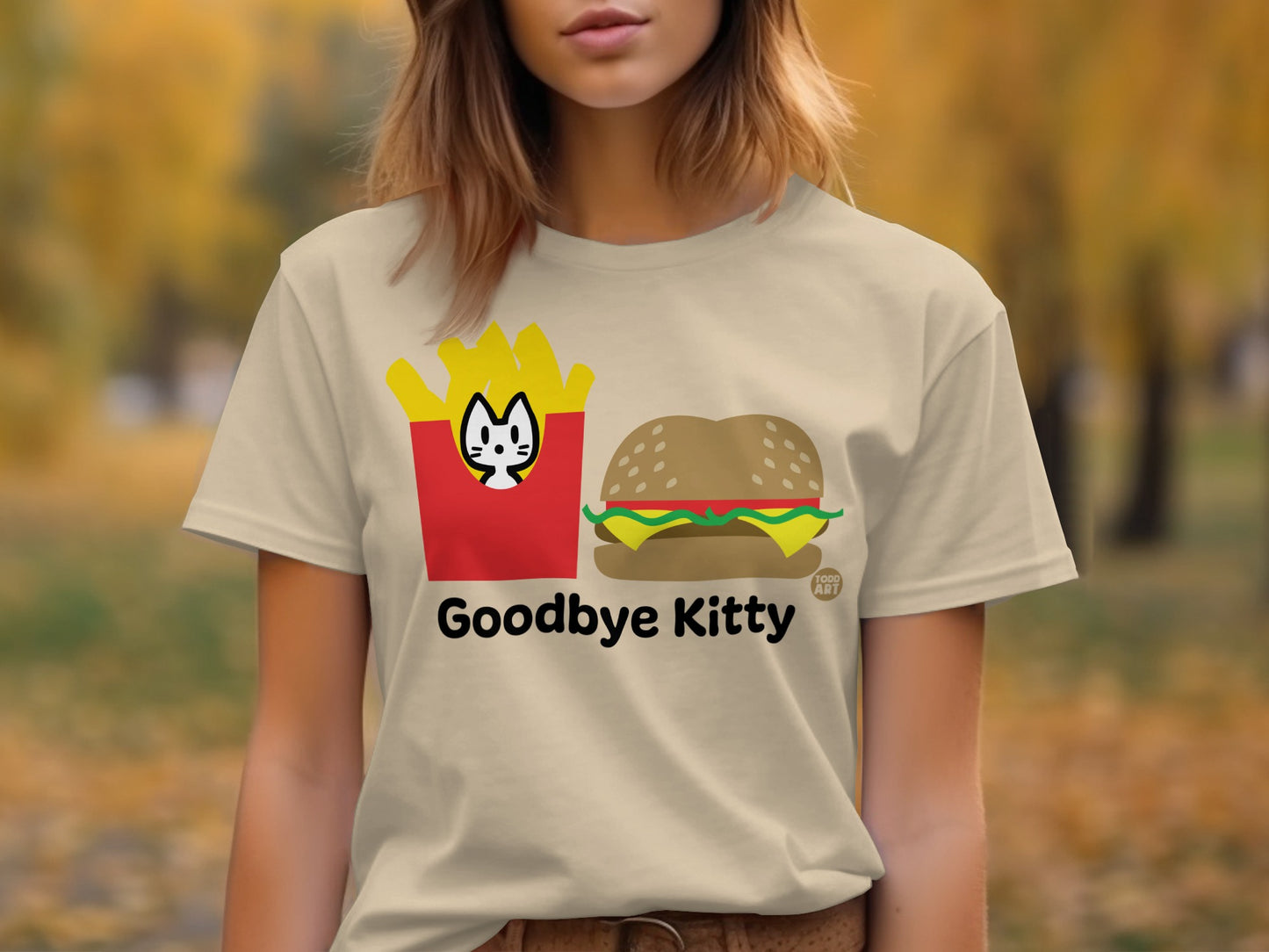 Goodbye Kitty with Fries and Burger T-shirt