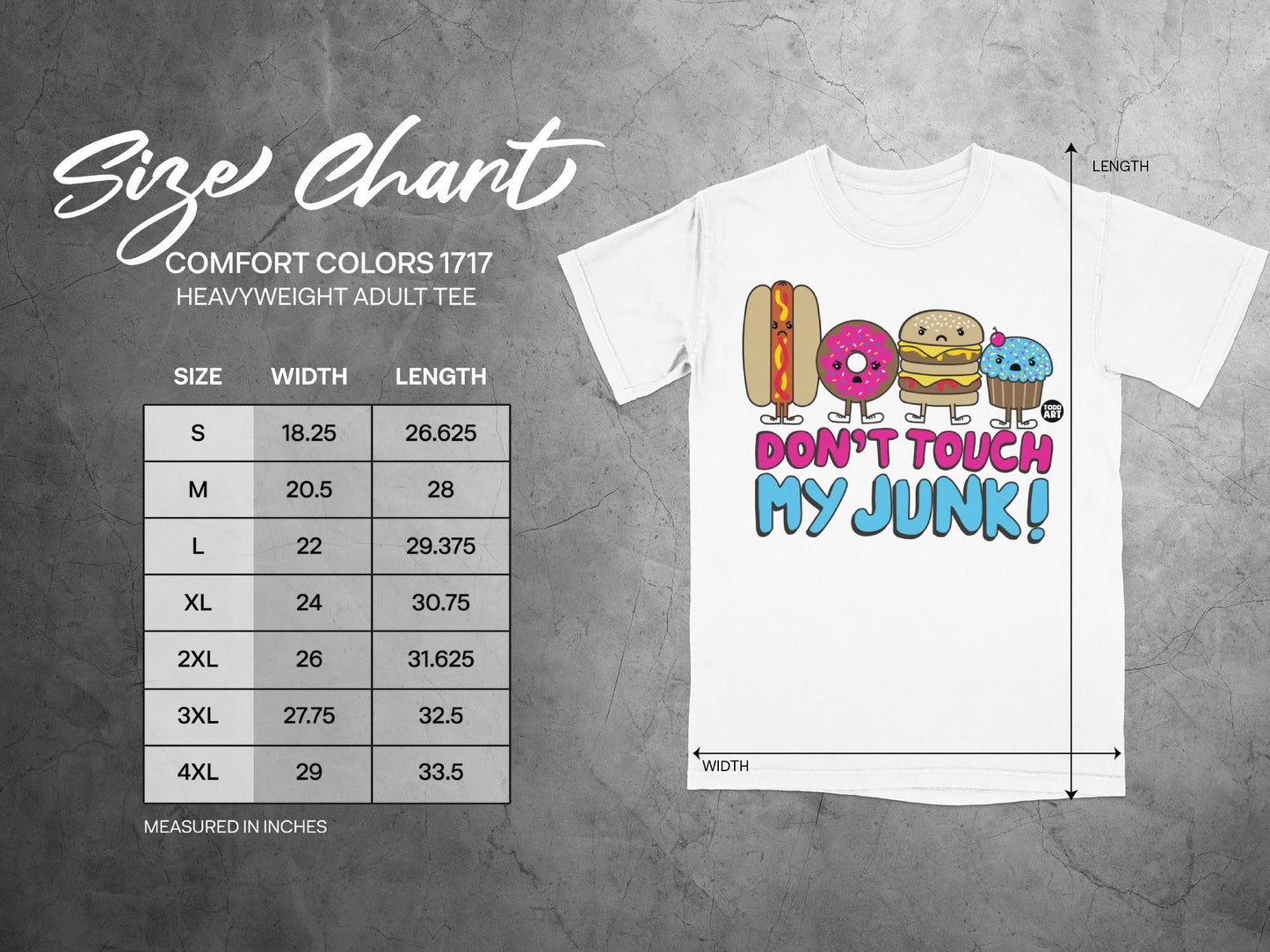 Don't Touch My Junk Graphic Tee with Food Characters