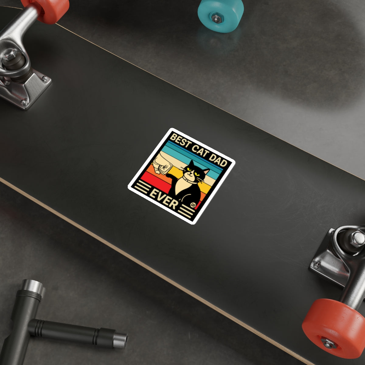 Best Cat Dad Ever Retro Vibe Sticker