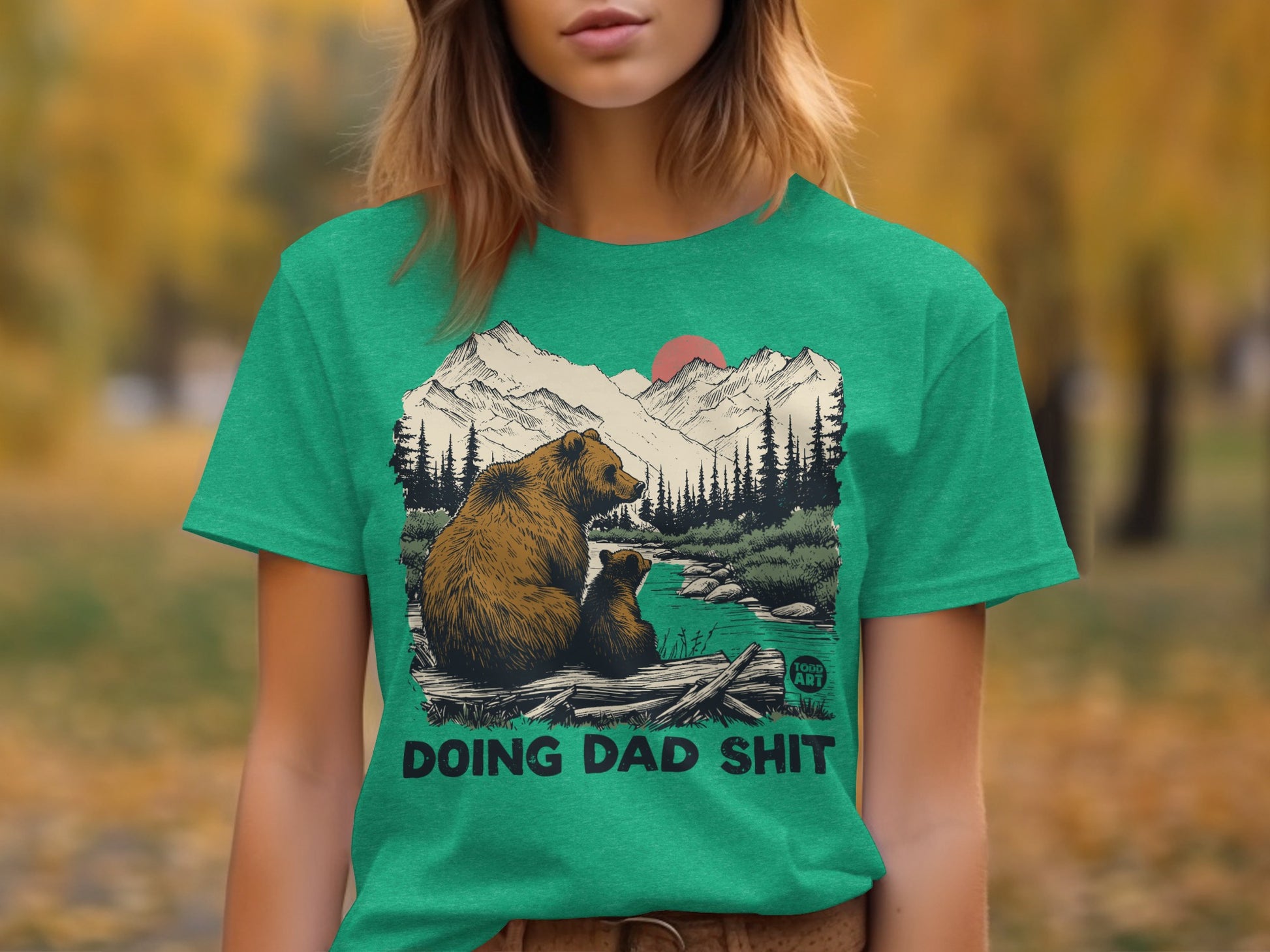 Doing Dad Shit Bear and Mountain Graphic T-Shirt