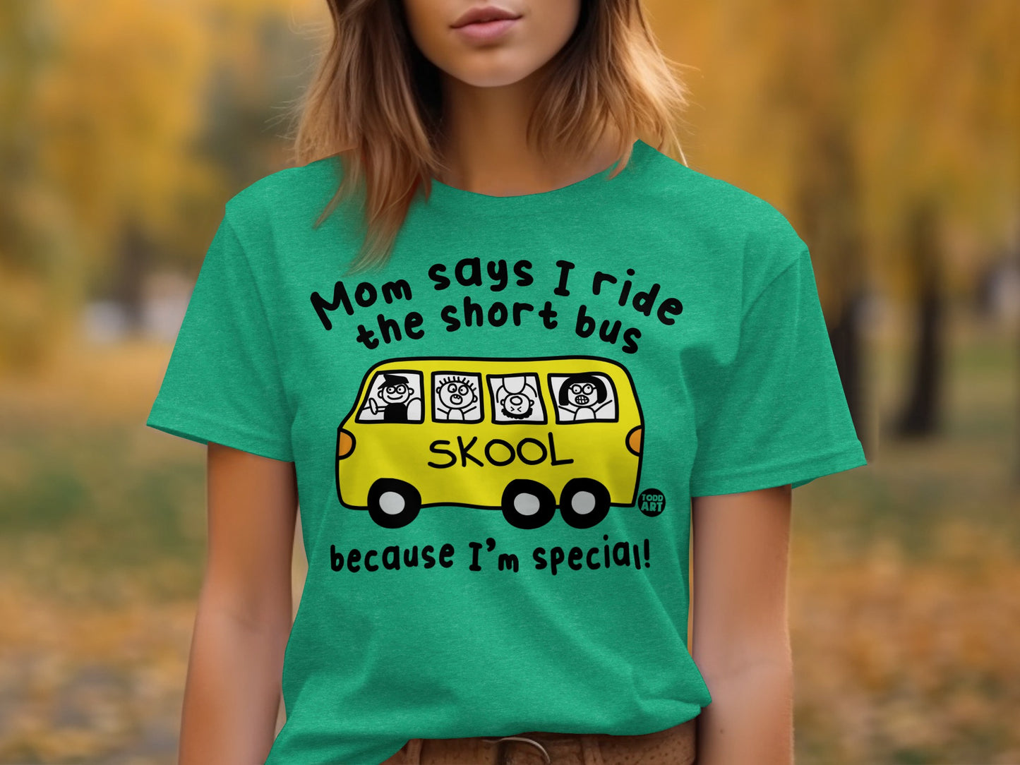 Mom Says I Ride The Short Bus Skool T-shirt