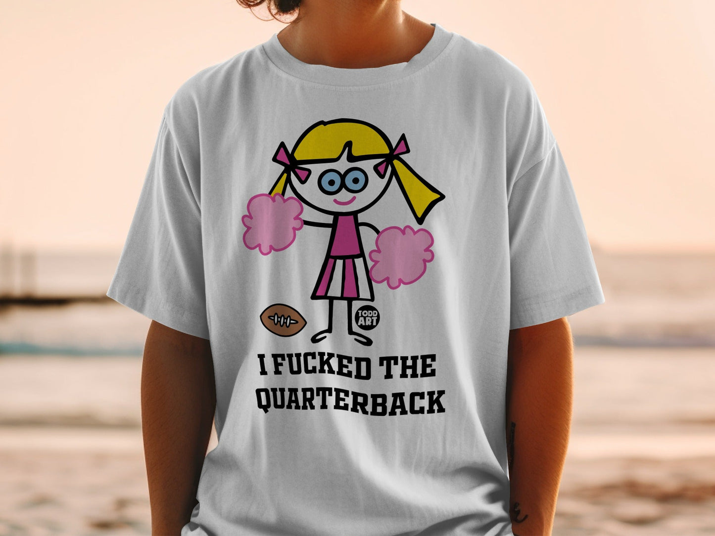 I Fucked The Quarterback Cartoon Graphic T-Shirt