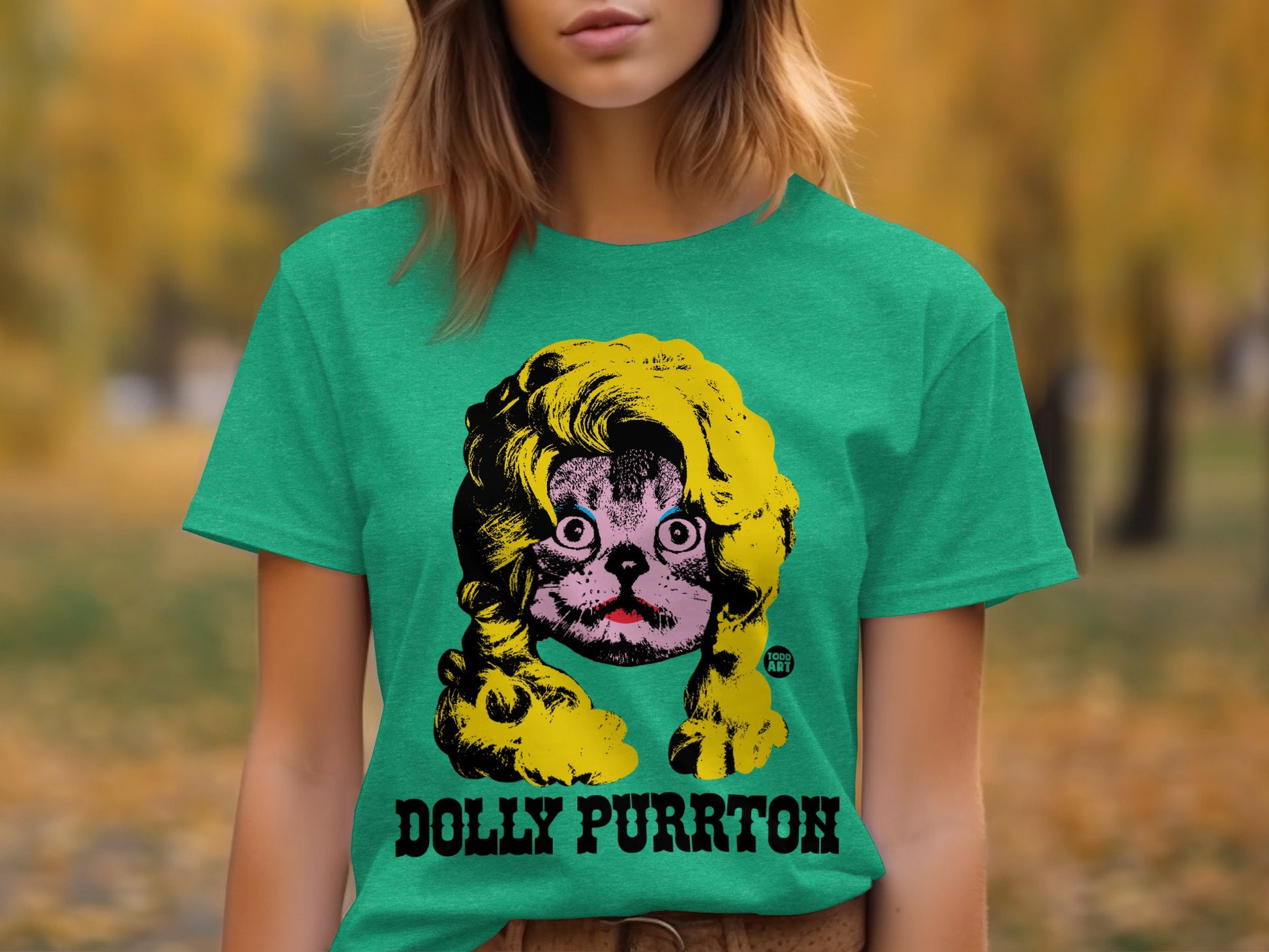 Dolly Purrton Cat Graphic T-Shirt for Cat Lovers