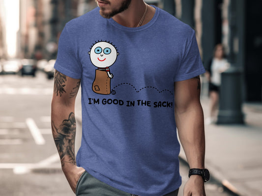 Funny Blue T-Shirt with Unique Cartoon Design