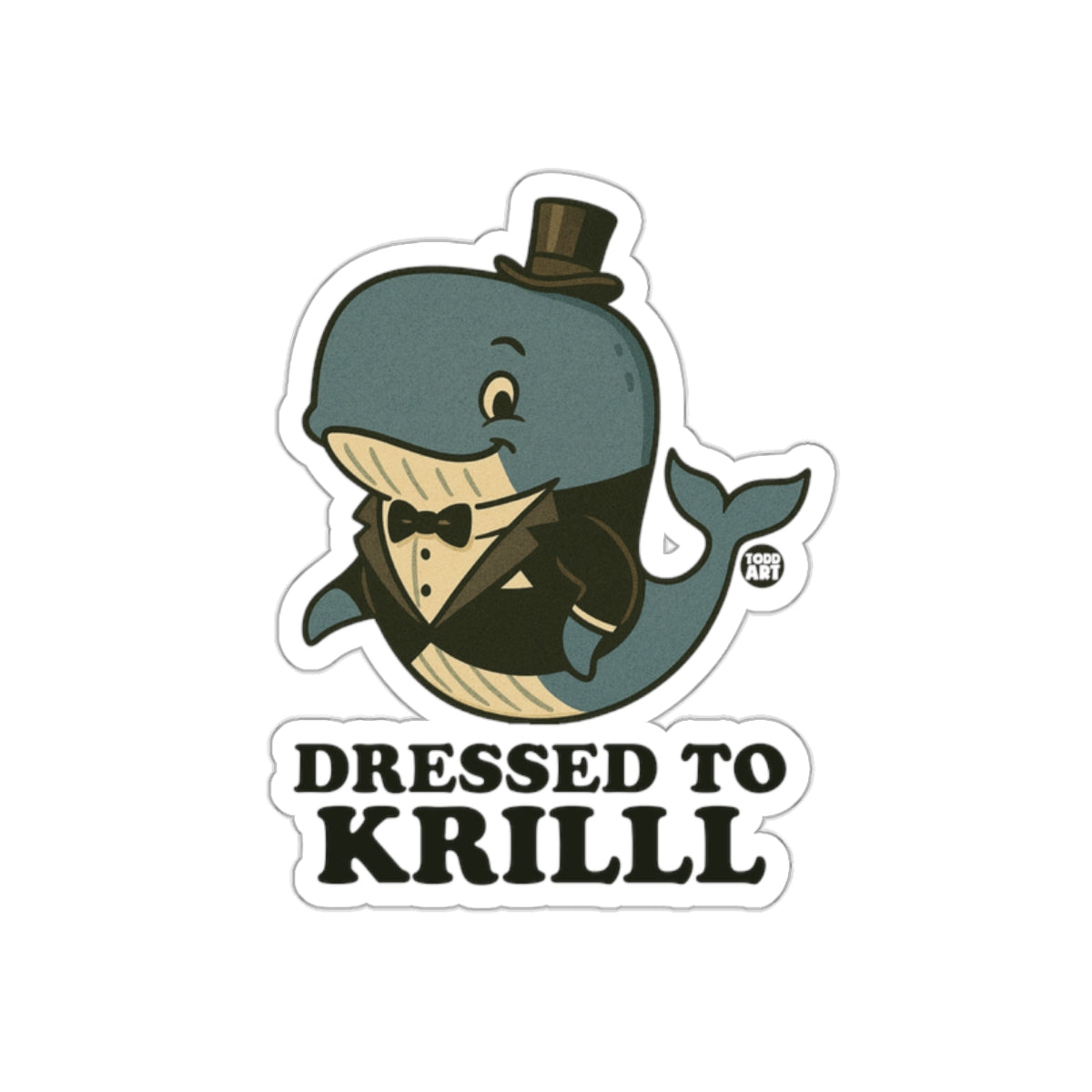 Dressed to Krill Whale Cartoon Sticker Product