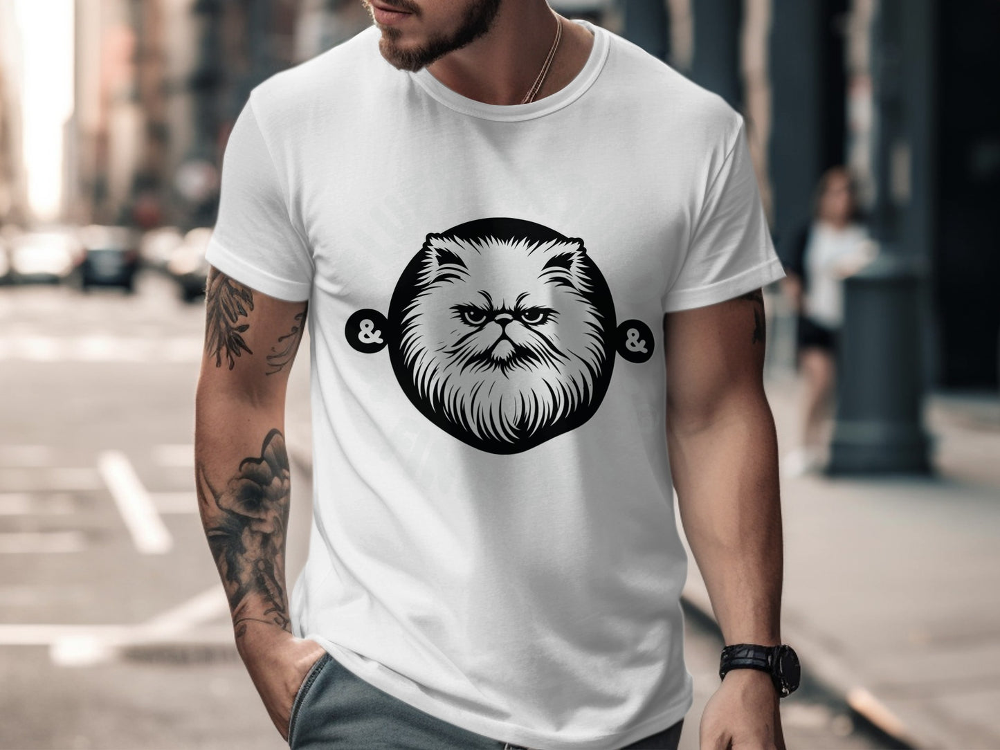 Cool Cat Graphic Print Men's White Shirt