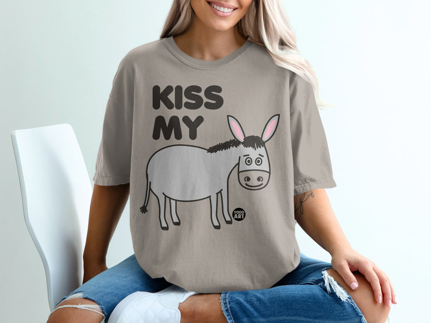 Kiss My Donkey Graphic Printed Toddler T-Shirt
