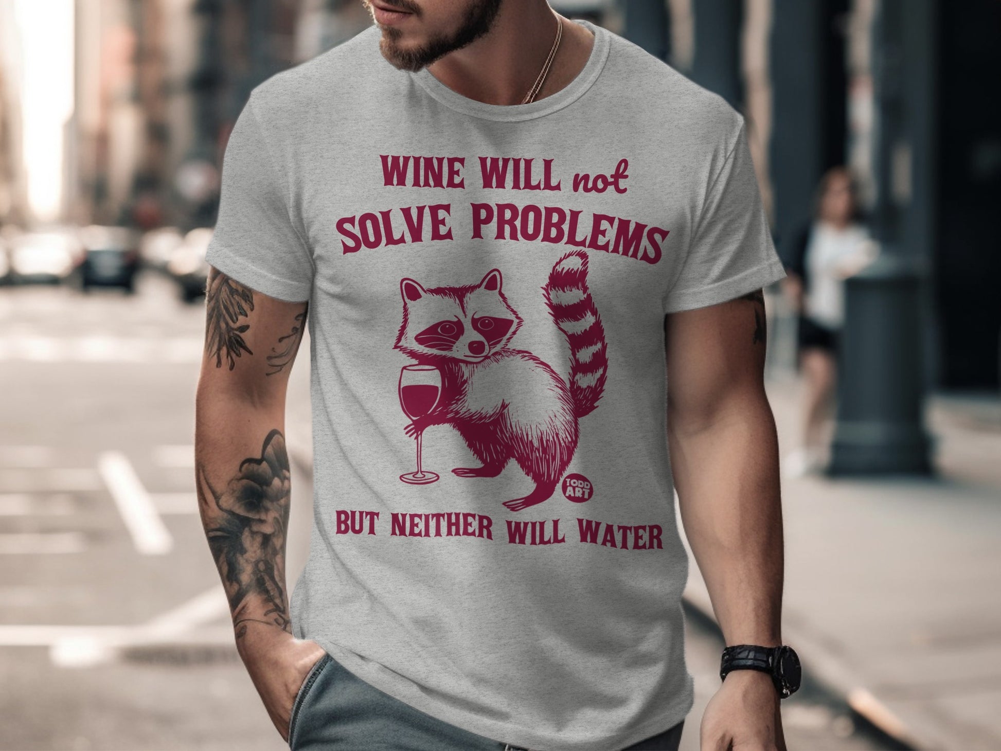 Funny Raccoon Wine Will Not Solve Problems T-shirt