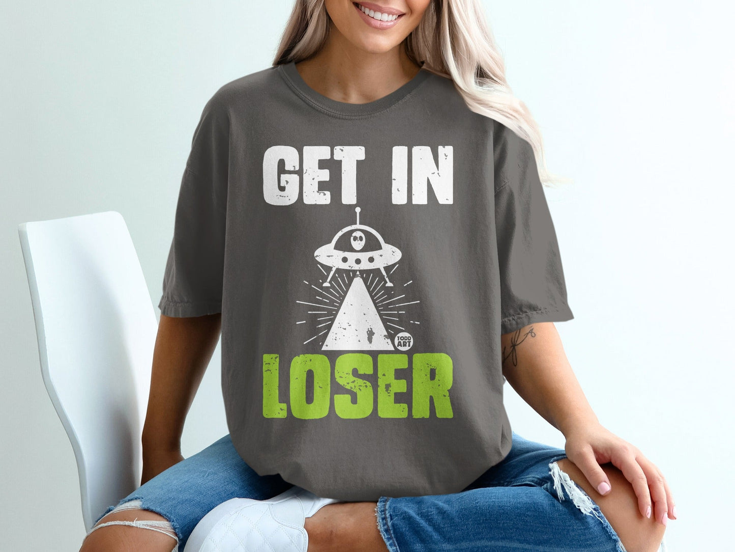 Get In Loser Alien UFO Graphic Tee Shirt Product