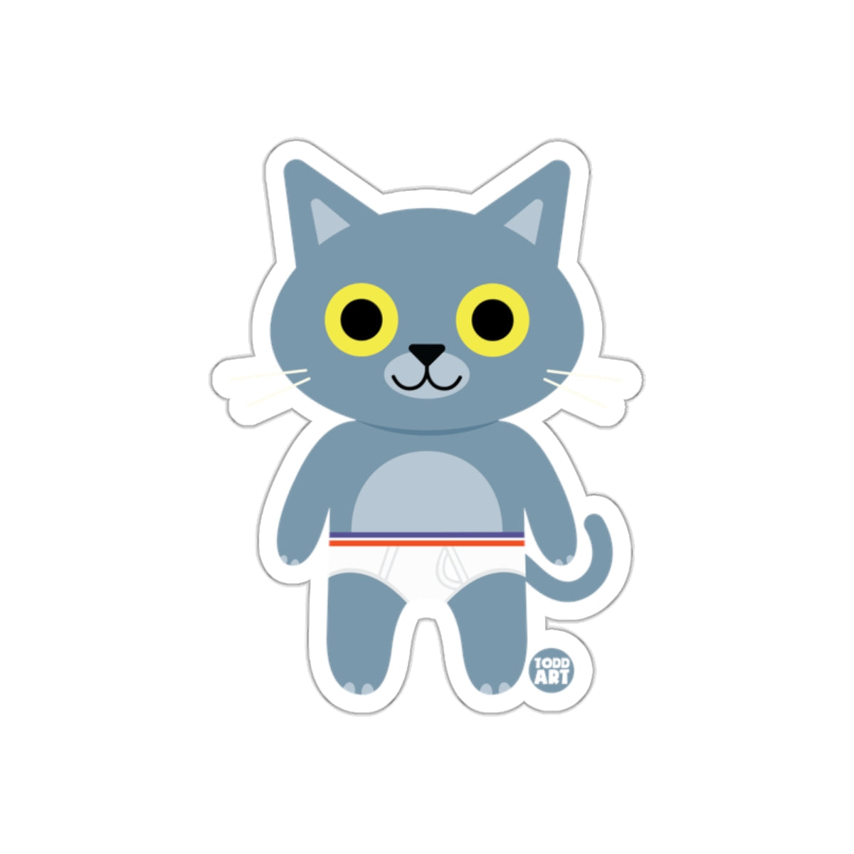 Cute Cartoon Cat in Underwear Sticker Design